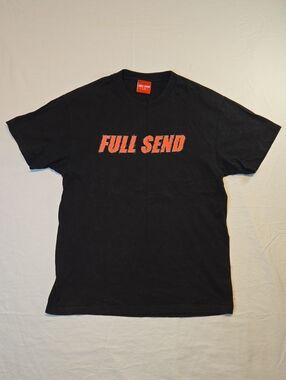 Full Send Barb Wire Spellout Graphic Crewneck T-Shirt Black And Red
